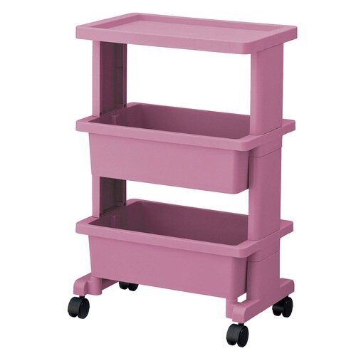 キッチンワゴン テーブルワゴン ミニ ピンクグレー