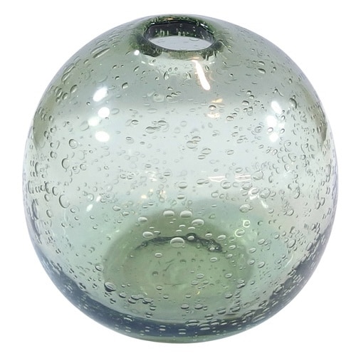 花瓶 手吹きバブルガラスフラワーベース オリーブ