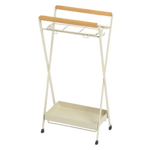 傘立て スリム アイアン 木製フレーム アイボリー