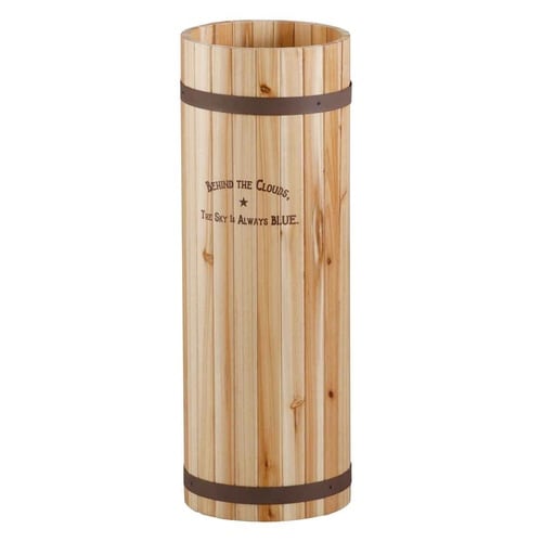 傘立て スリム 円柱 木製 受け皿付き ナチュラル