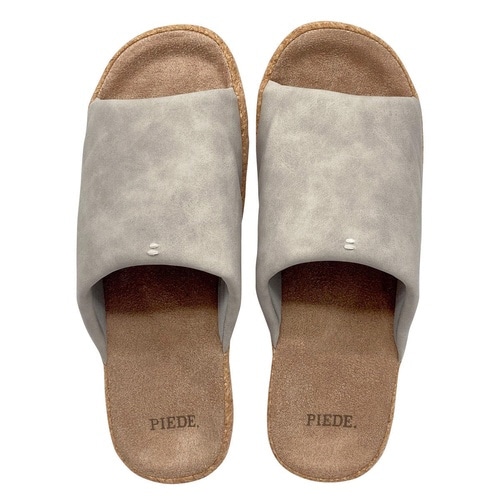 スリッパ ピエーデ 前開き厚底 ライトグレー(L)