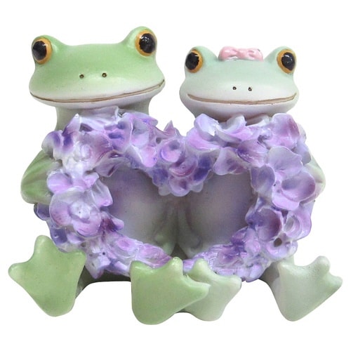 コポー 藤の花とカップル カエル 置物