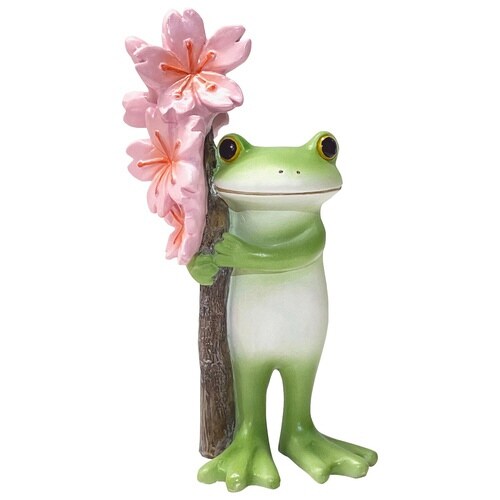 コポー ミドル 桜の枝を抱えるカエル カエル 置物