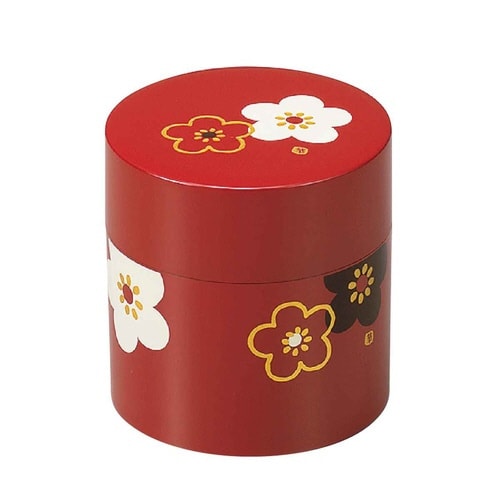 茶筒 350ml 小 朱華文様梅 HAKOYA 朱