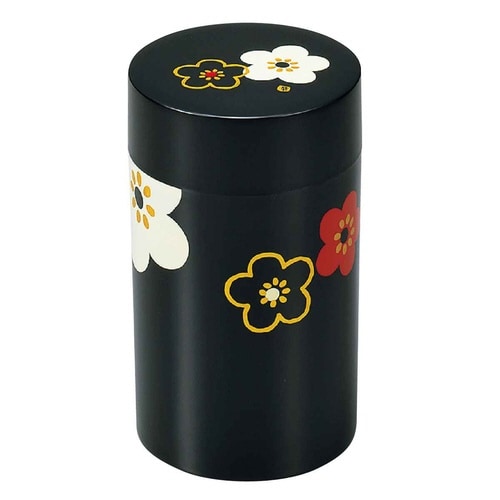 茶筒 650ml 大 朱華文様梅 HAKOYA 黒