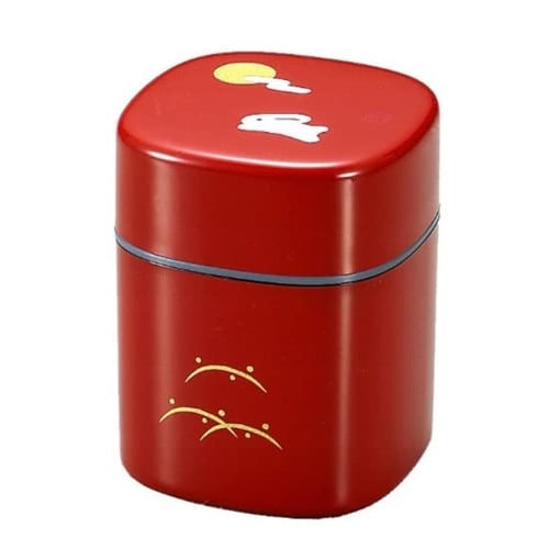 茶筒 300ml 茶入れ 朱うさぎ 朱