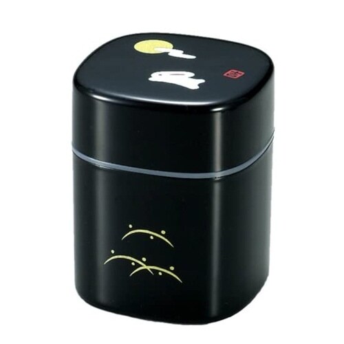 茶筒 300ml 茶入れ 朱うさぎ 黒