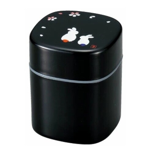 茶筒 茶入れ 300ml 朱花見うさぎ 黒