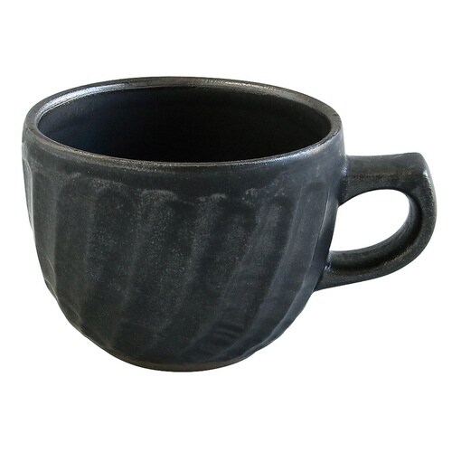 マグカップ 250ml ねじり 藍花 陶器 黒釉