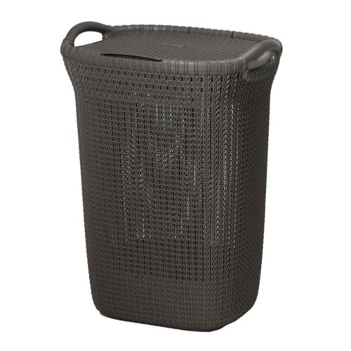 ランドリーバスケット 蓋付き ブラウン