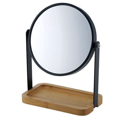 卓上ミラー 高さ23.2cm 竹製台座 SALUS