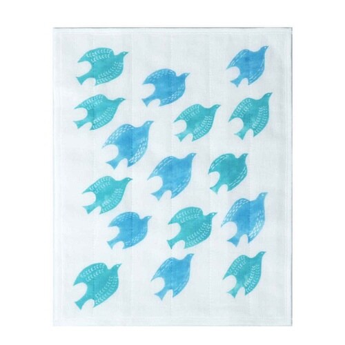 ふきん しあわせ重ねふきん 大判 青い鳥