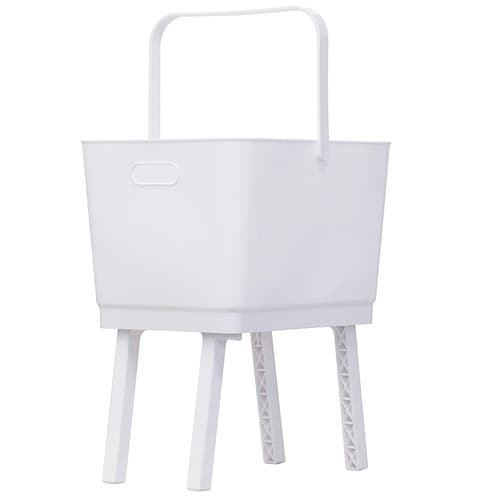ランドリーバスケット 足つきバスケット ホワイト