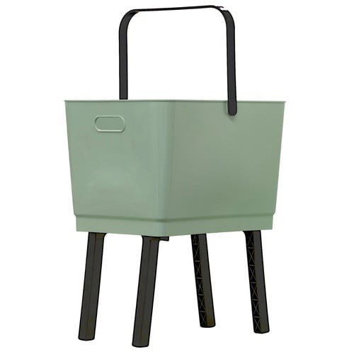 ランドリーバスケット 足つきバスケット グリーン