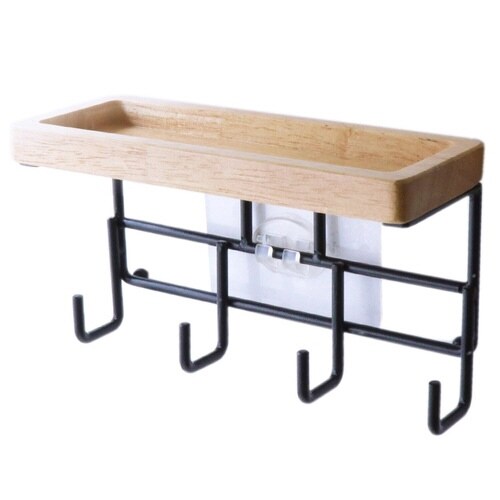 キーフック グルヴィ 4連フック&トレー 木製