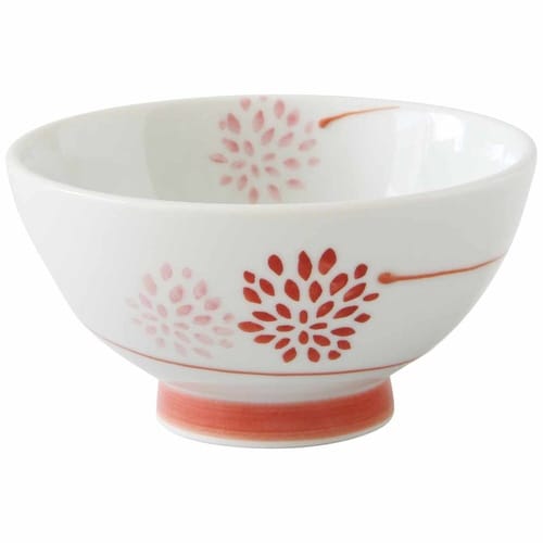 飯碗 11cm 菊ぽんぽん 藍花 陶器 赤