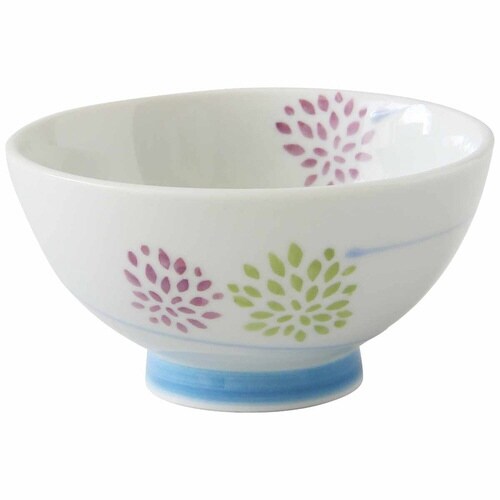 飯碗 11cm 菊ぽんぽん 藍花 陶器 青