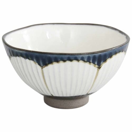 飯碗 11cm しのぎ花 藍花 陶器 呉須