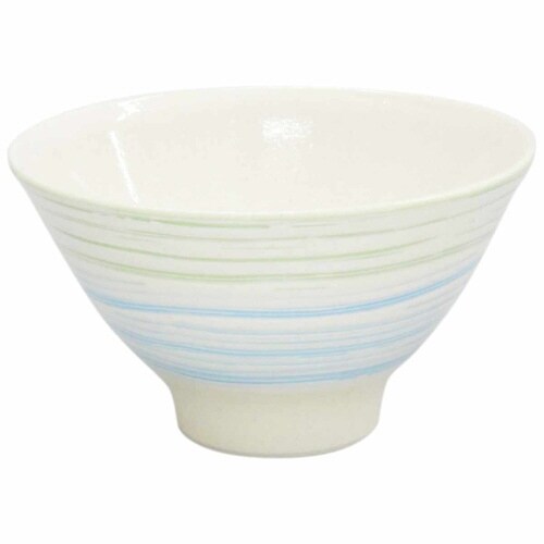 飯碗 12cm 二色刷毛目 藍花 陶器 空色