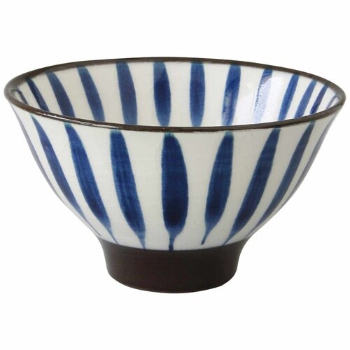 飯碗 12.5cm ぼかし 藍花 陶器 十草