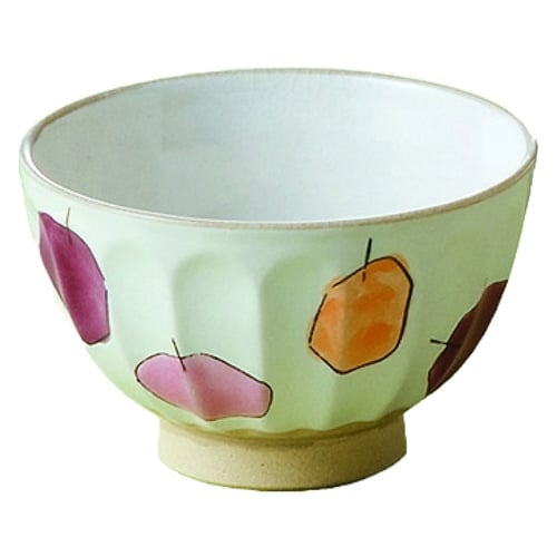 飯碗 11.5cm りんご 藍花 陶器 赤