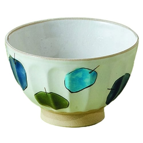 飯碗 11.5cm りんご 藍花 陶器 青