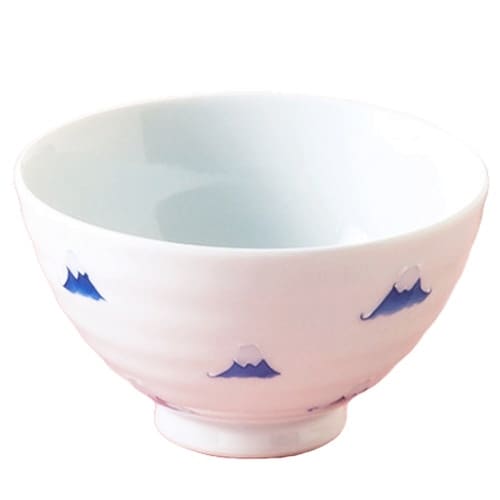 飯碗 富士山 藍花 陶器 波佐見焼 青