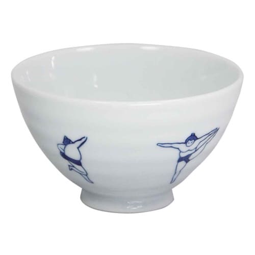 飯碗 11.5cm おすもう 藍花 磁器 青