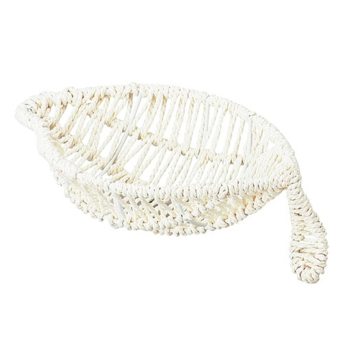 バスケット フルーツバスケット 葉っぱ型 ホワイト