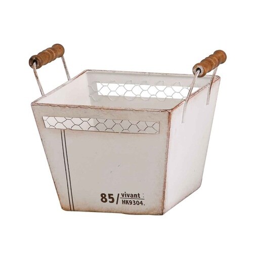 バスケット ラスティック ブリキ ホワイト