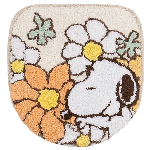 スヌーピー 花いっぱい トイレふたカバー オレンジ