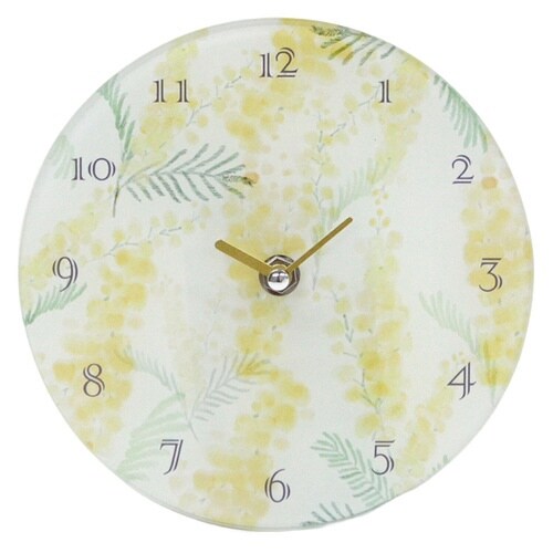 置き時計 ボタニカルガラスデスククロック ミモザ