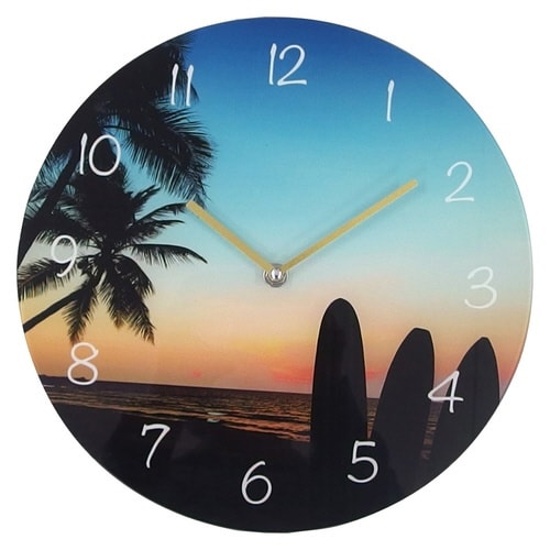 掛け時計 ガラスウォールクロック ビーチF