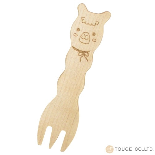 フォーク 10cm 動物フォーク 木製 アルパカ