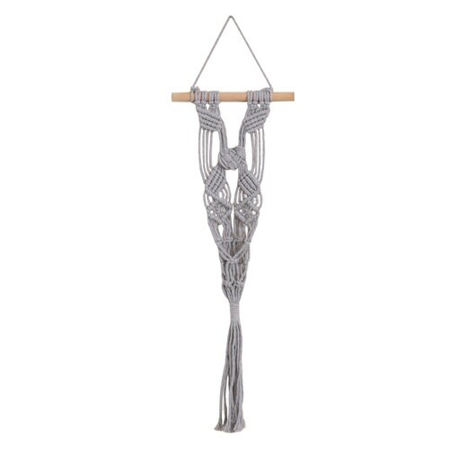 鉢カバー マクラメ ハンギングプランター グレー