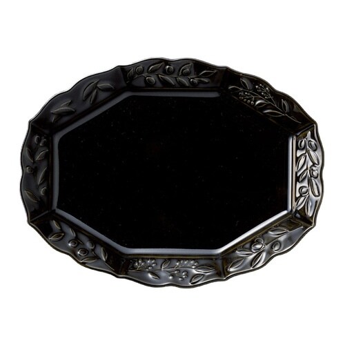 プレート オーバル 26cm オリーヴ 陶器 黒