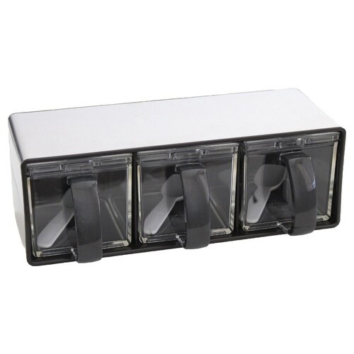 調味料ストッカー 3個組 ステンレス製ラック付き