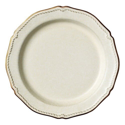 プレート 20cm M ステッチ 陶器 アイボリー