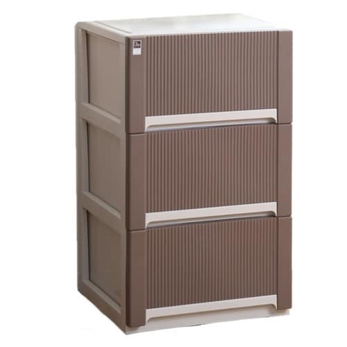 収納ケース オーラ 50 深型 3段 ブラウン