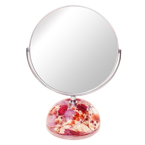 スタンドミラー 片面拡大鏡 2倍率 ピンク