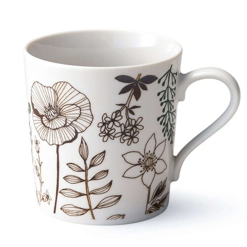 マグカップ 340ml フラワーパターン 磁器 茶