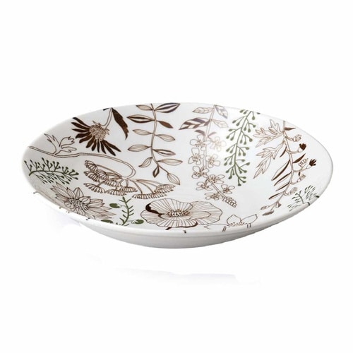 ボウル 22cm L フラワーパターン 磁器 茶
