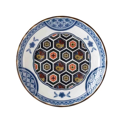 小皿 12cm 3.5寸 プレート 藍染小紋 亀甲