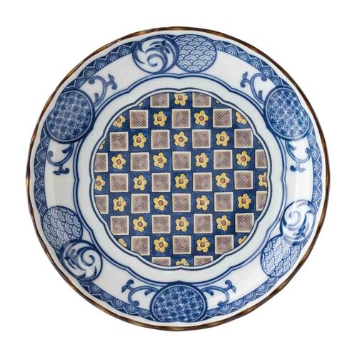 小皿 16.5cm 5寸 プレート 青格子