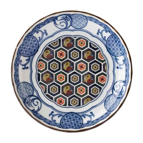 小皿 16.5cm 5寸 プレート 藍染小紋 亀甲