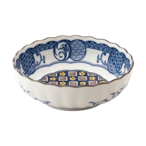 小鉢 12.5cm 4寸 ボウル 藍染小紋 青格子