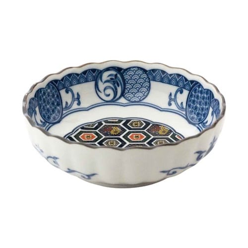 小鉢 12.5cm 4寸 ボウル 藍染小紋 亀甲