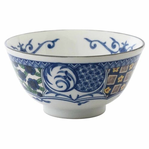 お茶漬け碗 13.5cm 飯碗 藍染小紋 青格子