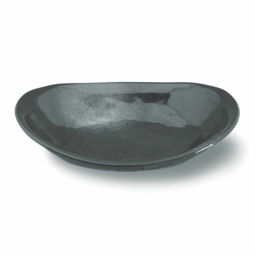 カレー皿 24cm オーバル 窯変 磁器 黒結晶