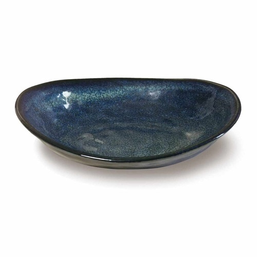 カレー皿 24cm オーバル 窯変 磁器 ネイビー